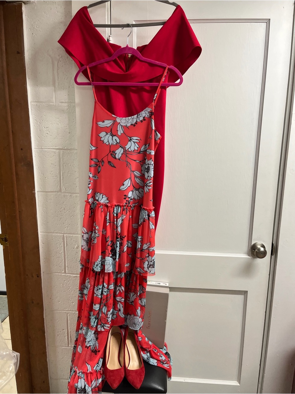 Lot of 3!!! Red Suede High Heel Pumps/two dresses